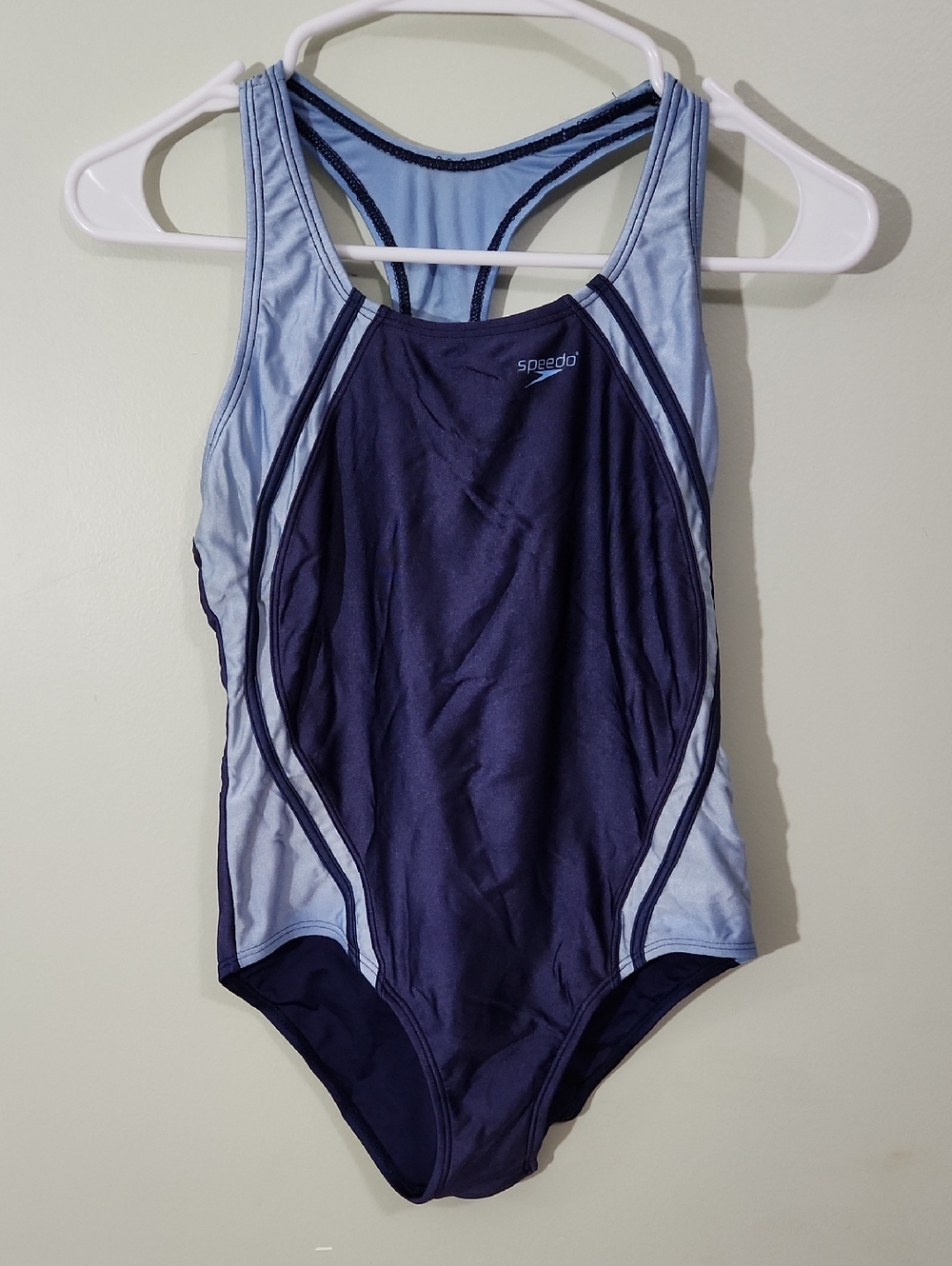 Speedo Navy and Light Blue Racerback One-Piece Swim Suit